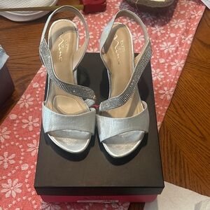 Nina Silver Rhinestone Slingback Heels